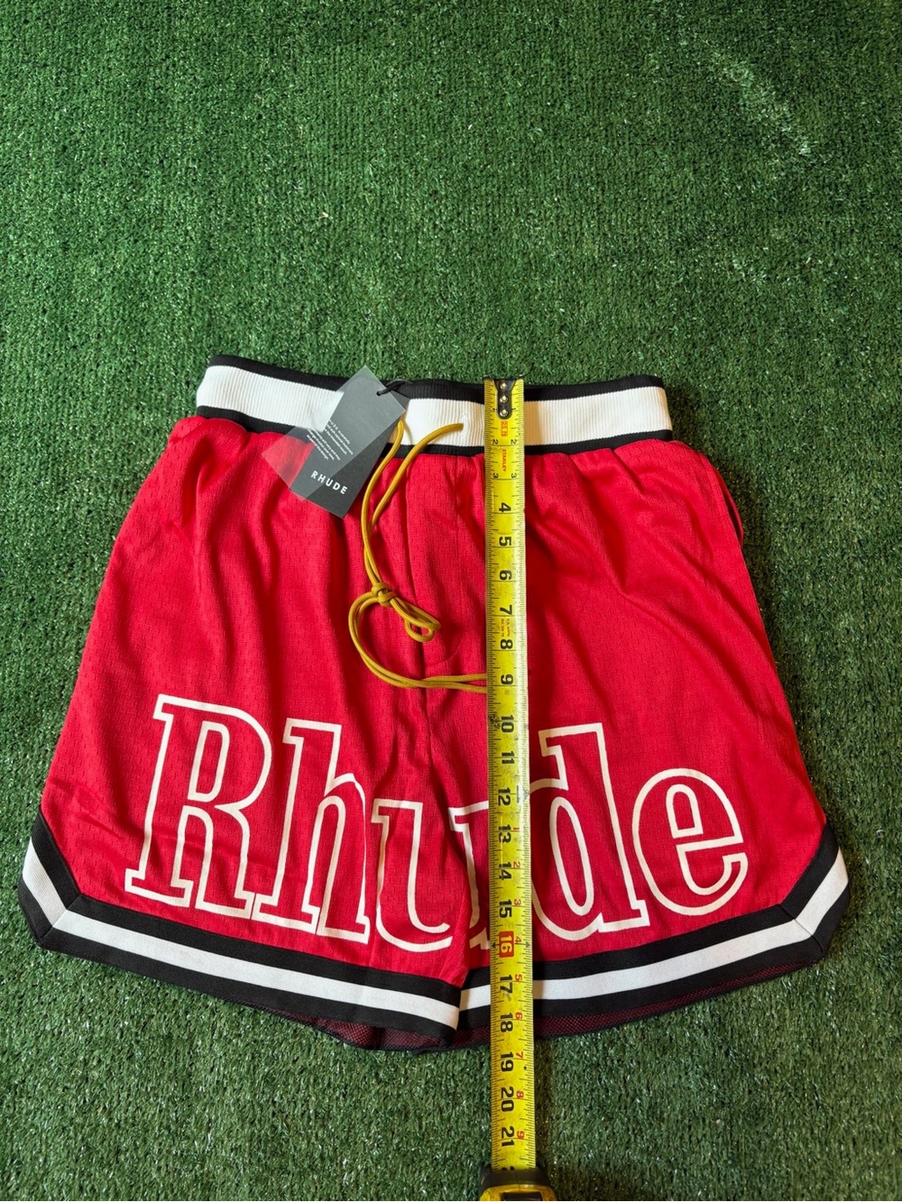 Rhude Red Athletic Mesh Shorts with Black & White Trim - Picture 5 of 9